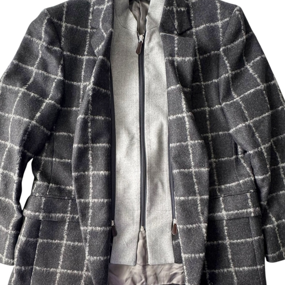 Coppley Gabe Windowpane Plaid Wool Sports Coat Blazer with Vest | 44 - Picture 6 of 12